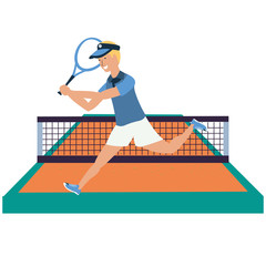 man playing tennis in sport court