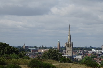 City views of Norwich, including Norwich Catheral, from Mousehold Heath - Norfolk, England, UK