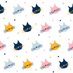 Fototapeta premium Abstract seamless pattern background. Childish graphic cover for design kid birthday card, party wallpaper, holiday wrapping paper, shop sale advertising, textile, dress, bag print, t shirt etc.
