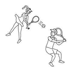 couple playing tennis avatar character