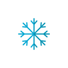 Blue Snowflake flat icon, vector sign, colorful pictogram isolated on white. Snow Winter symbol, logo illustration. Flat style design