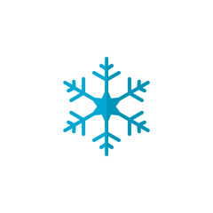 Blue Snowflake flat icon, vector sign, colorful pictogram isolated on white. Snow Winter symbol, logo illustration. Flat style design