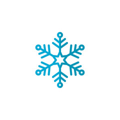 Blue Snowflake flat icon, vector sign, colorful pictogram isolated on white. Snow Winter symbol, logo illustration. Flat style design