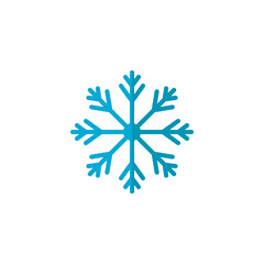 Blue Snowflake flat icon, vector sign, colorful pictogram isolated on white. Snow Winter symbol, logo illustration. Flat style design