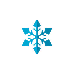 Blue Snowflake flat icon, vector sign, colorful pictogram isolated on white. Snow Winter symbol, logo illustration. Flat style design