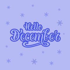Fototapeta na wymiar Vector illustration of hello december for typography poster, logotype, flyer, banner, greeting card or postcard.