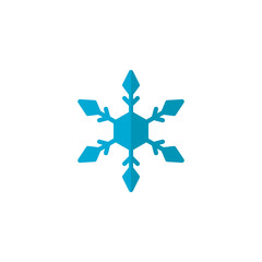 Blue Snowflake flat icon, vector sign, colorful pictogram isolated on white. Snow Winter symbol, logo illustration. Flat style design