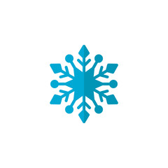 Blue Snowflake flat icon, vector sign, colorful pictogram isolated on white. Snow Winter symbol, logo illustration. Flat style design