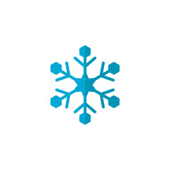 Blue Snowflake flat icon, vector sign, colorful pictogram isolated on white. Snow Winter symbol, logo illustration. Flat style design
