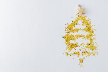 Holiday border with golden christmas confetti