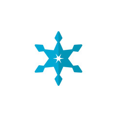 Blue Snowflake flat icon, vector sign, colorful pictogram isolated on white. Snow Winter symbol, logo illustration. Flat style design