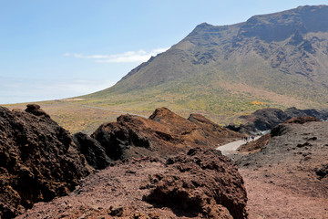 Vulkanische Landschaft Lava Wege
