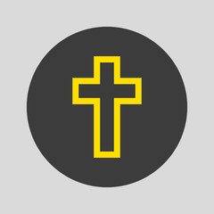 Fototapeta premium Religion cross icon on gray background.