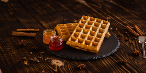 belgian waffles top view.