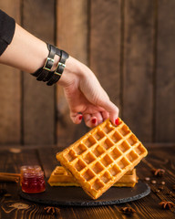 belgian waffles top view.