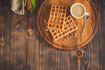 belgian waffles top view.