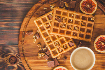 belgian waffles top view.