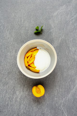 Yogurt and peach