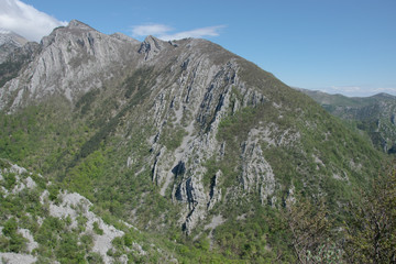 Fototapeta na wymiar The Mala Paklenica karst river canyon is within national park, Velebit, Croatia. It is famous for hiking in undisturbed nature within deepest canyon in a region.