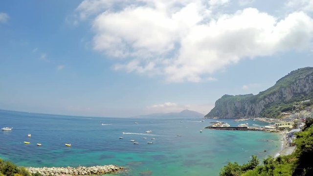 Panoramic view of world famous Capri shoreline. Campania, Italy