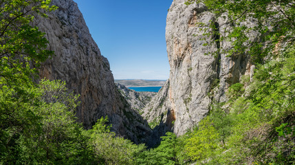 The Mala Paklenica karst river canyon is within national park, Velebit, Croatia. It is famous for hiking in undisturbed nature within deepest canyon in a region.