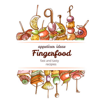 Canape Finger Food Hand Drawn Restaurant Poster