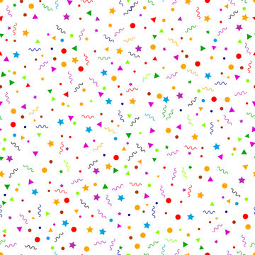 Seamless pattern with confetti. Holiday background. Celebration. Confetti pattern abstract vector background. Retro memphis design. Perfect for wallpapers, pattern fills, web page backgrounds © Katsiaryna Hatsak