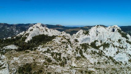 Dabarski Kukovi on Velebit close do Karlobag, Croatia, are a ridge composed of steep peaks, which are unique geologic formation. They are famous for hiking and free climbing on huge rock faces. 