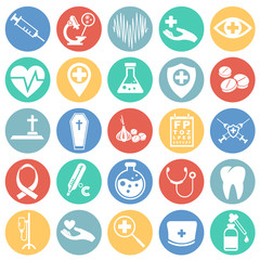 Fototapeta premium Medical icons set on color circles background