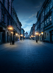 Obraz premium Krakow old town by night, Poland