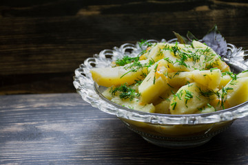 Potato stewed with vegetables and herbs. Tasty and nutritious lunch