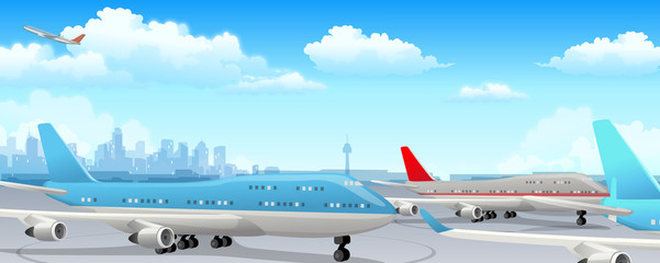 Airplanes at an airport