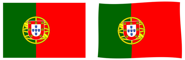 Portuguese Republic (Portugal) flag. Simple and slightly waving version.