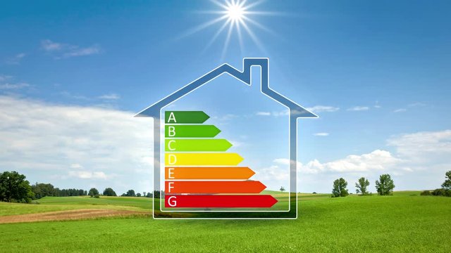 house in the green with energy efficiency graph