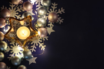 Naklejka na ściany i meble Christmas decoration with candle.