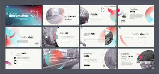 Presentation template. Gradient elements for slide presentations on a white background. Use also as a flyer, brochure, corporate report, marketing, advertising, annual report, banner. Vector - obrazy, fototapety, plakaty