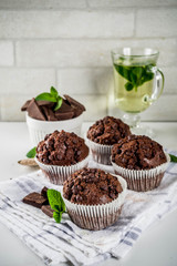 Fototapeta na wymiar Mint and chocolate muffins