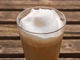 Good morning cappuccino outside during autumn