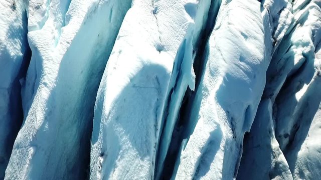 Aerial: Crevasses of Glacier 