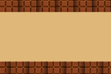 Chocolate pieces pattern background, flat lay with copy space