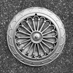 Ornament in a circle of metal adorning the central street of Kiev Khreshchatyk_