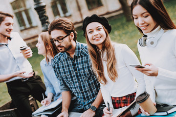Fototapeta premium Friendship. Study Together. Good Mood. Laptop.