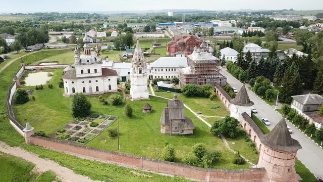 View of Michael-Archangel Monastery in old Russian town of Yuryev-Polsky, Vladimir Oblast 