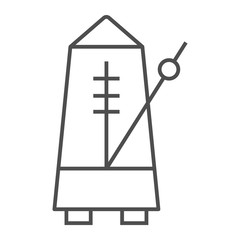 Metronome thin line icon, musical and tempo, equipment sign, vector graphics, a linear pattern on a white background.