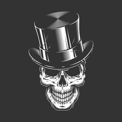 Gentleman skull wearing cylinder hat