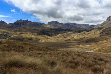 panoramic landscape of cajas national park, ecuador