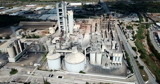 Aerial view of cement production plant