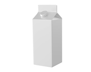white milk box, isolated on white background, perspective view