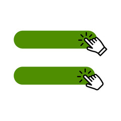 Clicking hand icon on blank rounded button