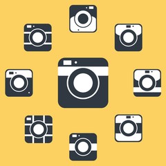 Photo camera icons set in flat style. Flat design vector. Set